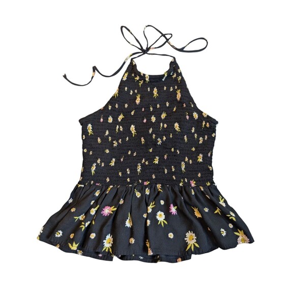 PATRONS OF PEACE Women's Medium Floral Halter Top with Ruffle Bottom - Picture 1 of 7